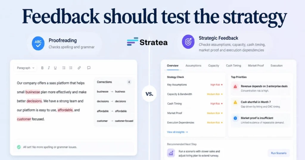 Feedback should test the strategy