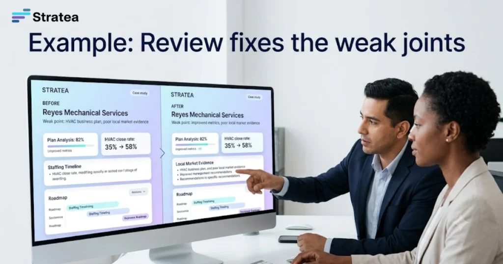 Business Plan Reviewer: How to Get a Plan You Can Defend Example: Review fixes the weak joints