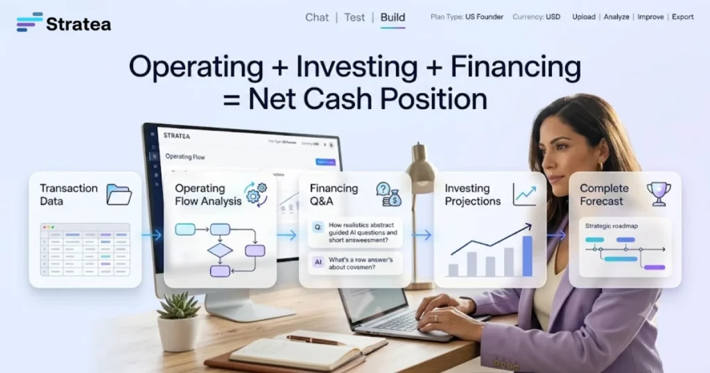 Operating + Investing + Financing = Net Cash Position