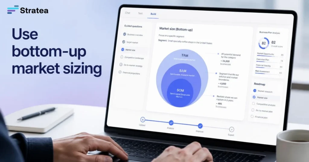 Use bottom-up market sizing